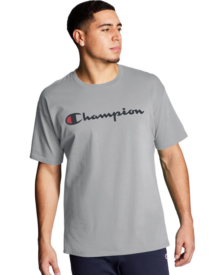 Champion Graphic Jersey Script Logo - Miesten Harmaat T-Paita - Suomi 9120653-MC